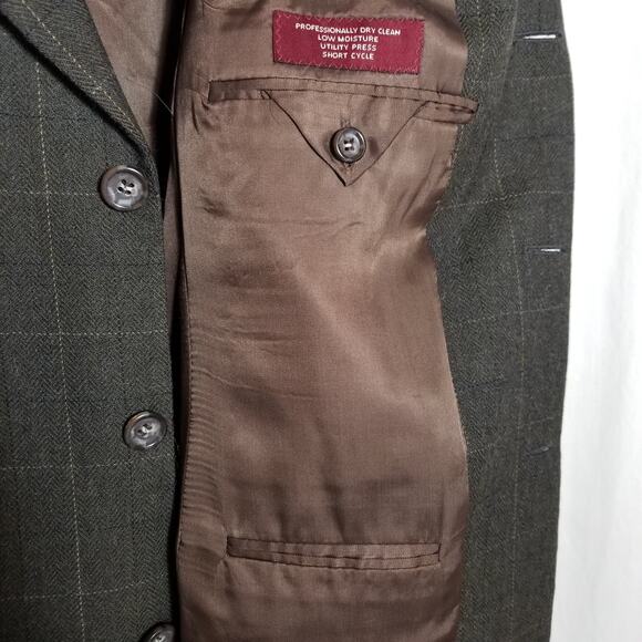 Jos A Bank Windowpane Check Blazer Wool Alpaca Sports Coat Size 40S Short Brown - Picture 8 of 8